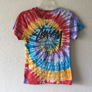 Cool Stussy World Tour Tie Dye T-Shirt